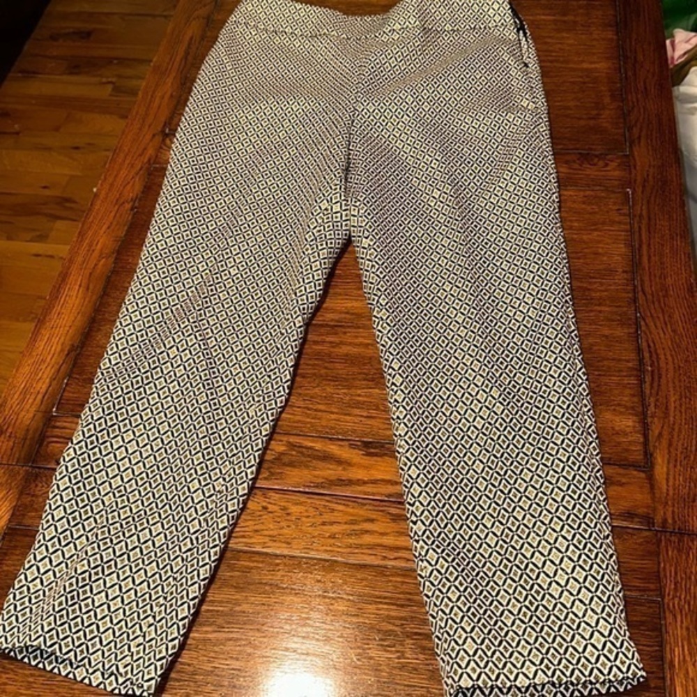 NWT Talbots retro look diamond pattern metallic pants size 10